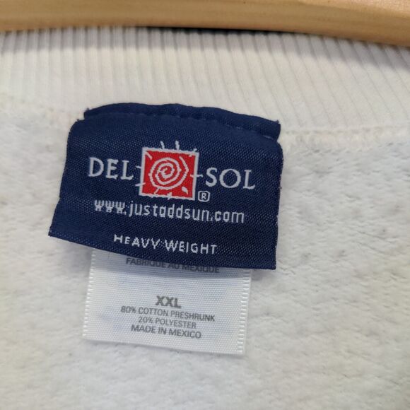 Del Sol Men's St. Maarten Pullover Crew Neck Sweatshirt White XXL Heavyweight - Picture 13 of 16